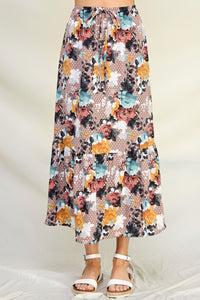 Elena Floral Skirt (Taupe Print)