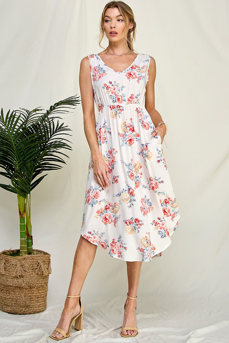 Olivia Floral Delight Dress (Ivory)