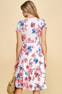 Stella Floral Dress (White/Pink)