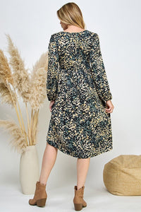 Isabella Floral Dress (Black/Sage)