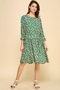 Lila Floral Dress (Green)