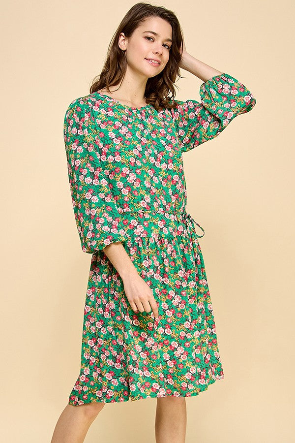 Lila Floral Dress (Green)