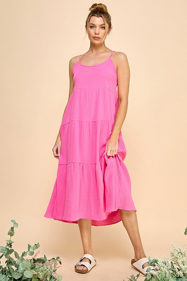 Sophia Tiered Dress (Fuchsia)