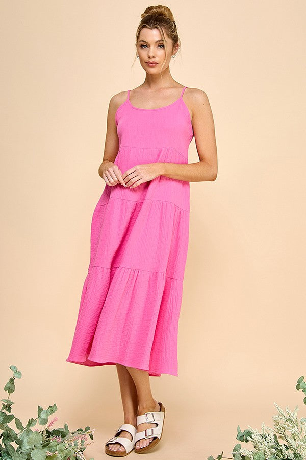 Sophia Tiered Dress (Fuchsia)