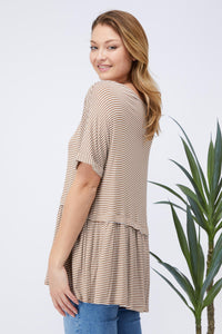 Marina Knit Striped Top (Brown/Ivory)