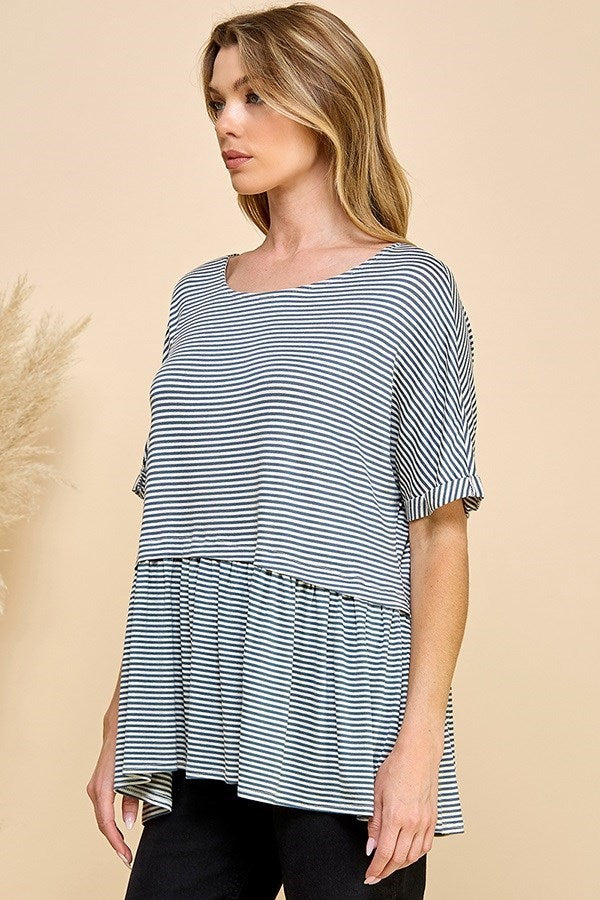 Marina Knit Striped Top (Sage/Ivory)