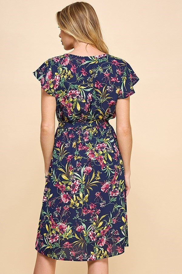 Adeline Navy Floral Dress (Navy)