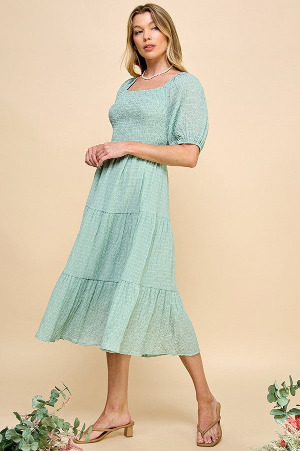 Eva 3/4 Sleeve Dress (Sage)