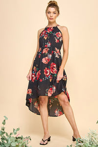 Lily Resort Floral Dress (Black/Red)