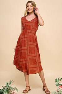 Lily Floral Spring Dress (Rust)