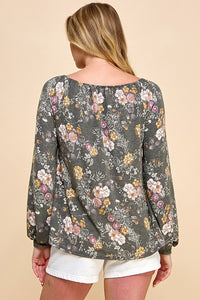 Eternal Bloom Long Sleeve Top (Charcoal)