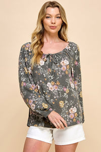 Eternal Bloom Long Sleeve Top (Charcoal)