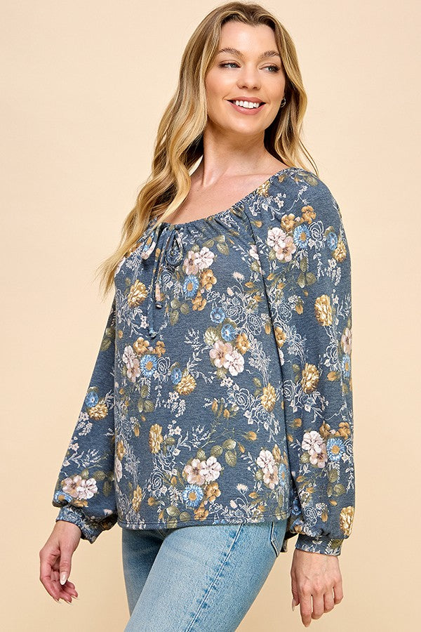 Eternal Bloom Long Sleeve Top (Navy)