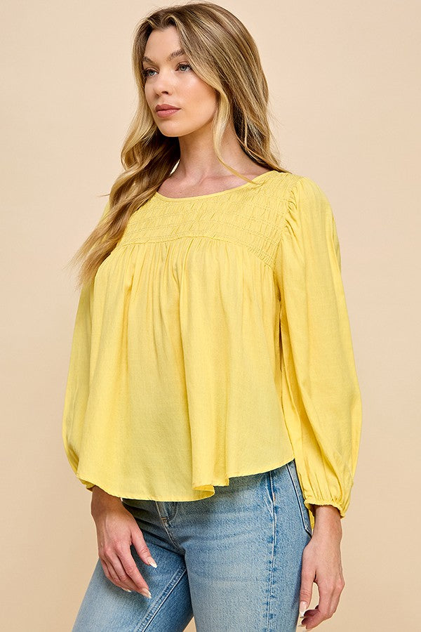 Whisper Soft Smocked Blouse (Yellow)