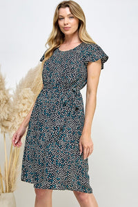 Emilia Floral Mid Dress (Navy)