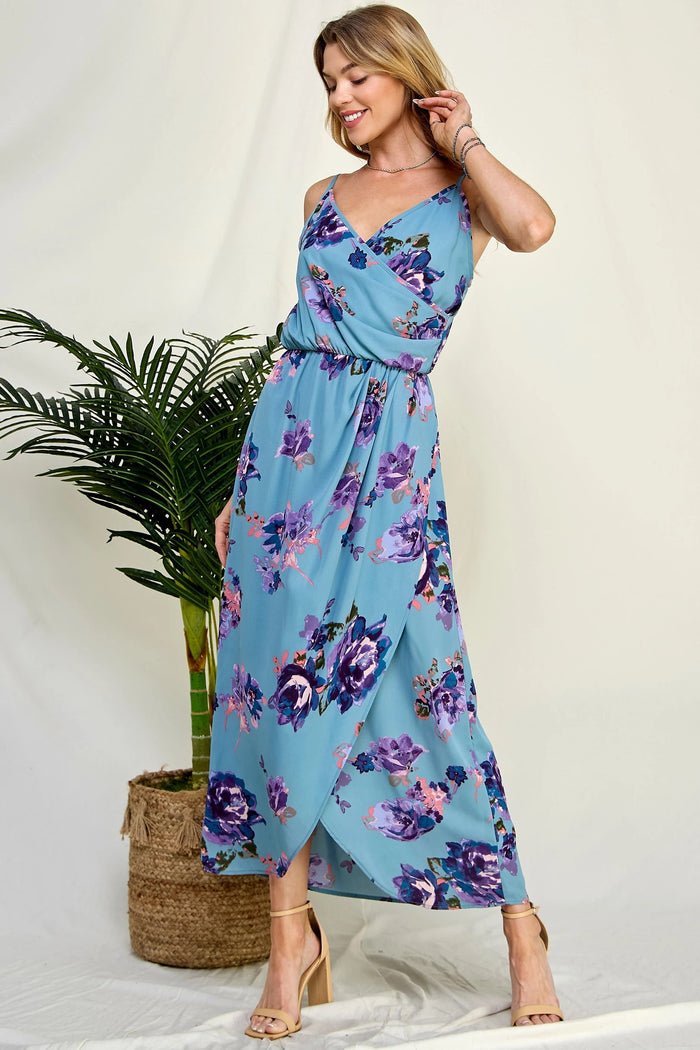 Seraphina Teal Floral Maxi Dress (Teal)