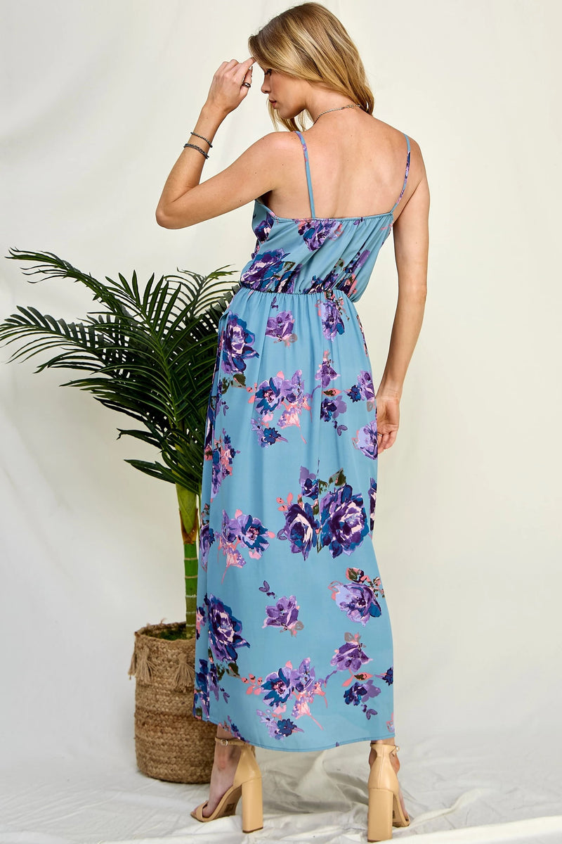 Seraphina Teal Floral Maxi Dress (Teal)