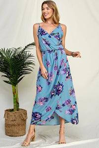 Seraphina Teal Floral Maxi Dress (Teal)