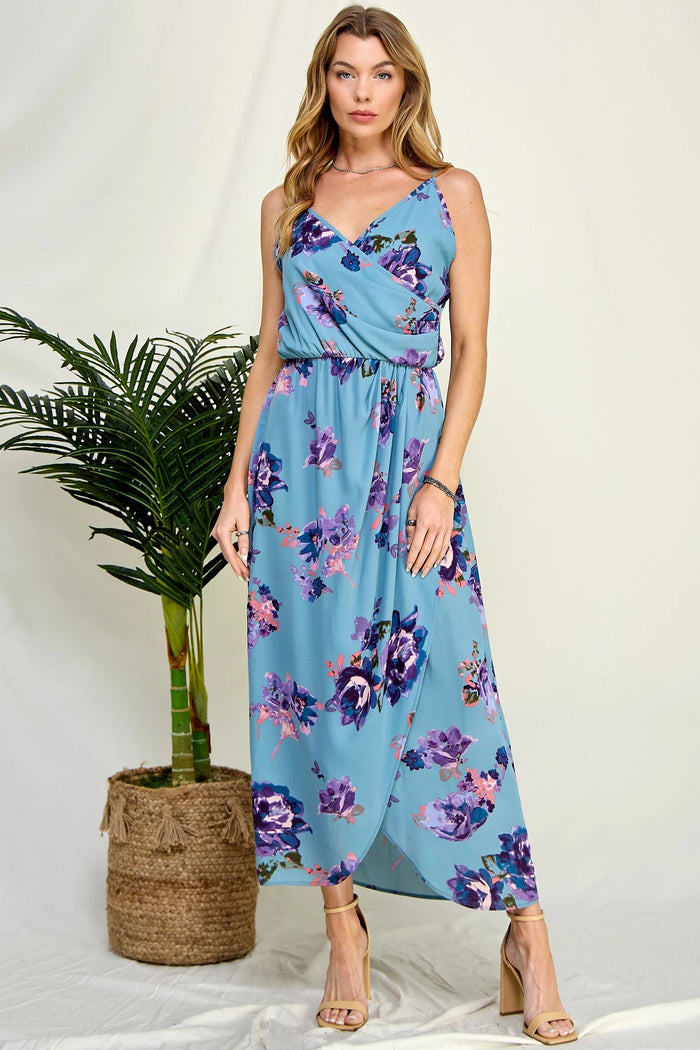 Seraphina Teal Floral Maxi Dress (Teal)