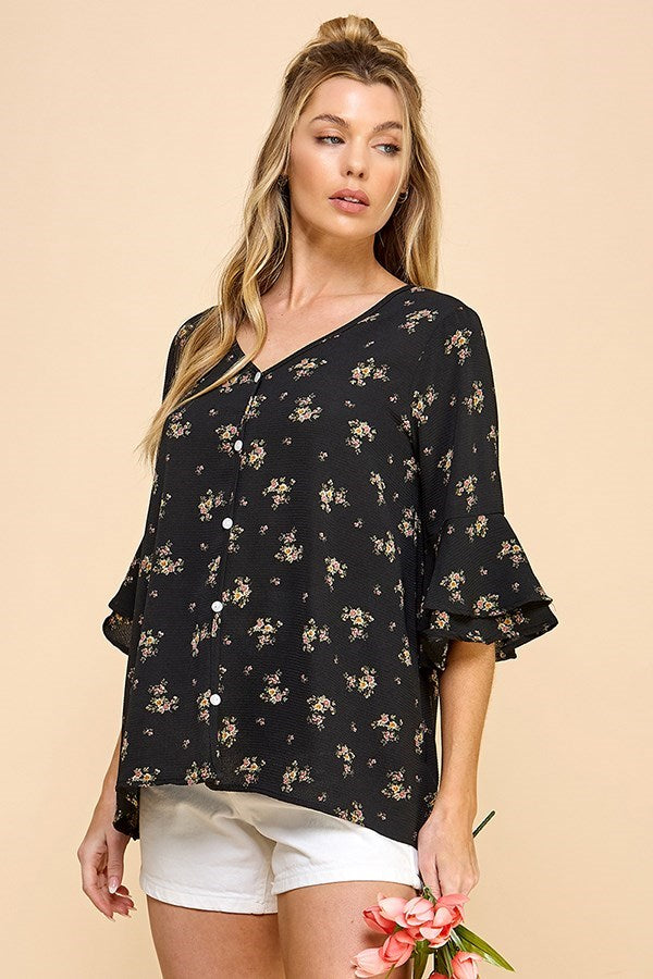 The Blossom Crest Button Top