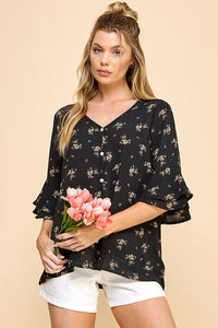 The Blossom Crest Button Top