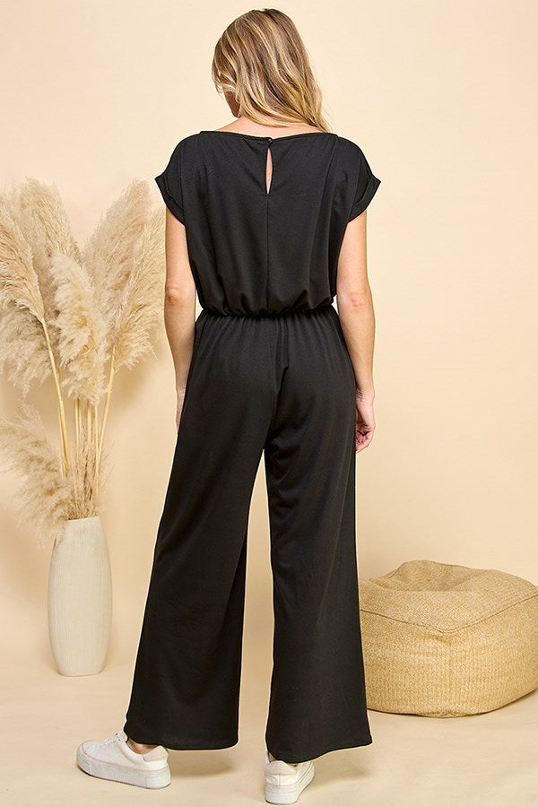 Ava Round Neck Jumpsuit (Black)