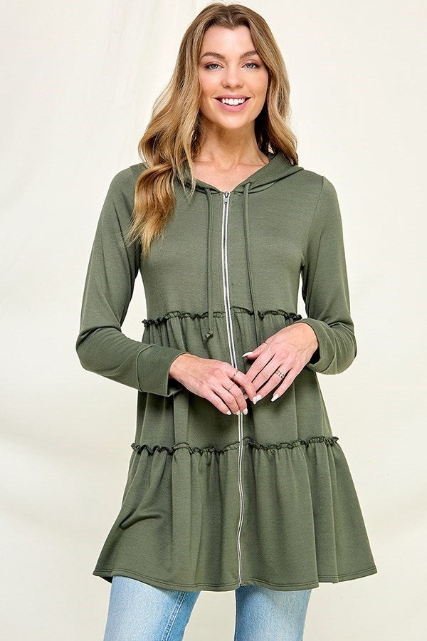 Celeste Hooded Zip-Up Sweater Dress