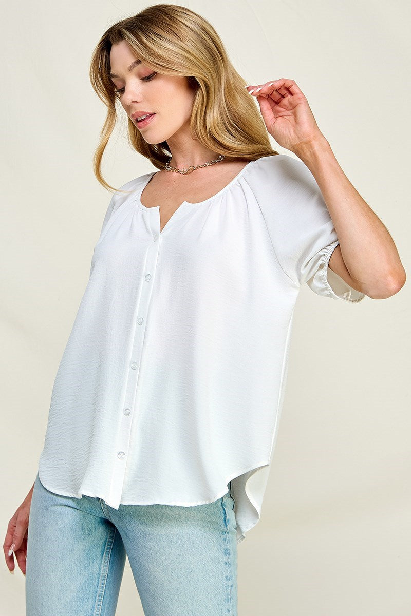 Sienna Button-Up Top (Ivory)