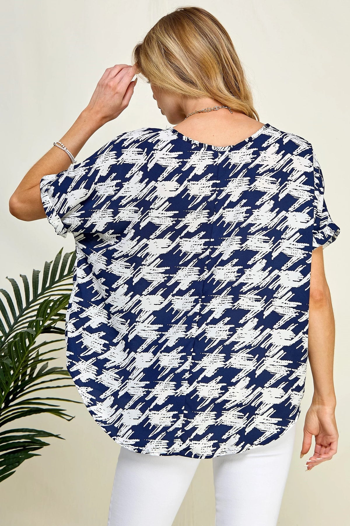 Nova Print Top (Navy/Ivory)