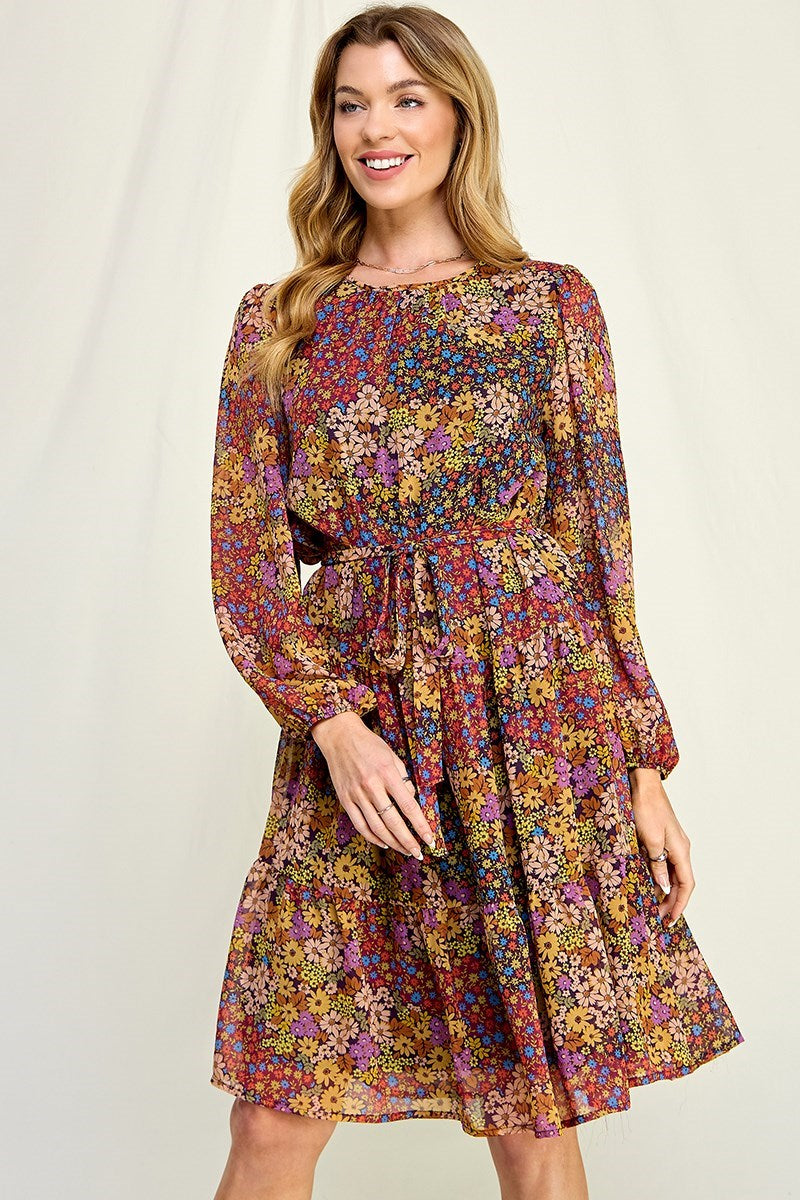 Amara Floral Chiffon Dress