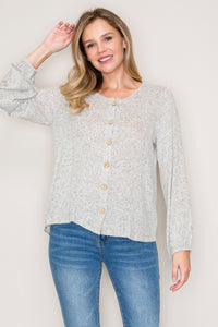 Cozy Chic Long Sleeve Button-Up Sweater Top