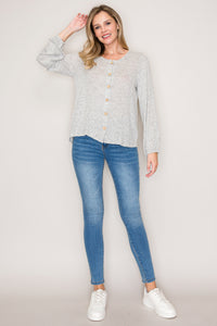 Cozy Chic Long Sleeve Button-Up Sweater Top